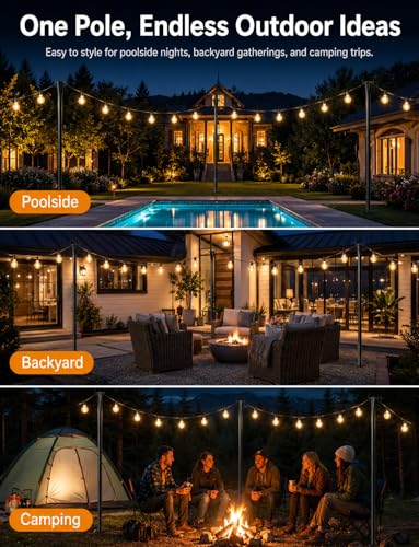 10 Pack String Light Poles for Outside (10 Count)