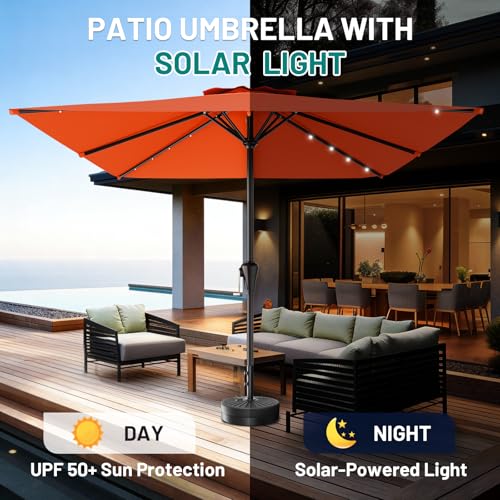 8' X 10' Rectangular Patio Umbrella with Solar Lights