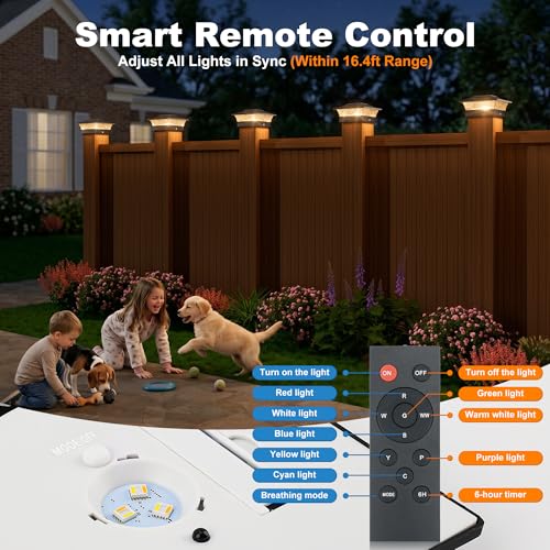 4x4 Post Solar Lights Color Changing with Remote (8 Count)