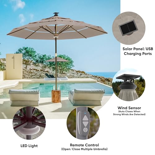 Height 2 Series 11t Motorized Patio Umbrella with Remote