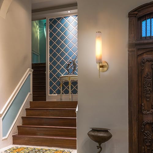 Modern Brass Alabaster Wall Sconces Sets of Two