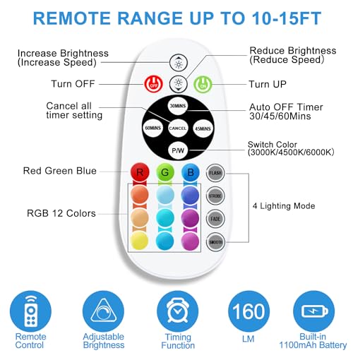 Remote Control RGB Lights Under Cabinet Lighting Rechargeable