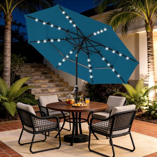9 ft 3 Tier Outdoor LED Lighted Patio Umbrella w