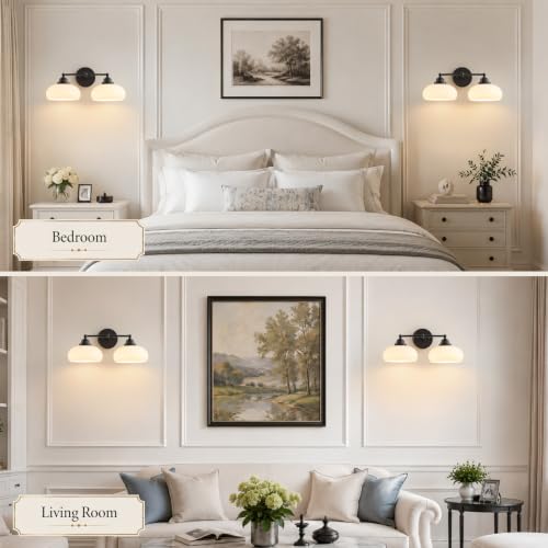 Vintage Milk Glass Wall Sconce (Black)
