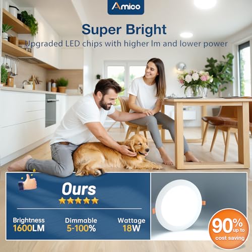 12 Pack 8 Inch LED Recessed Lighting (12 Count)