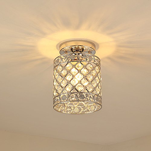 Mini Style Modern Decor Crystal Flush Mount Ceiling Light Fixture Crystal Chandeliers Light Ceiling Lamp for Hallway