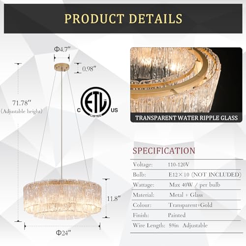 Modern 24" Crystal Glass Chandelier 10