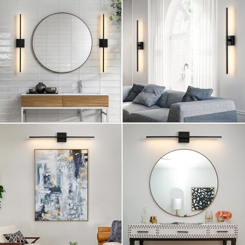 Black Bathroom Vanity Light 30 Inch 360° Rotatable 18W Dimmable 5CCT LED Black Bathroom Light Fixture Over Mirror Modern Vanity Lights for Bathroom Mirror Bedroom Wall Sconce Lighting