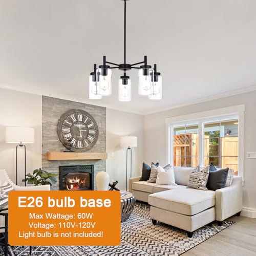 5 Light Contemporary Chandeliers Black Modern Lighting Fixtures Hanging