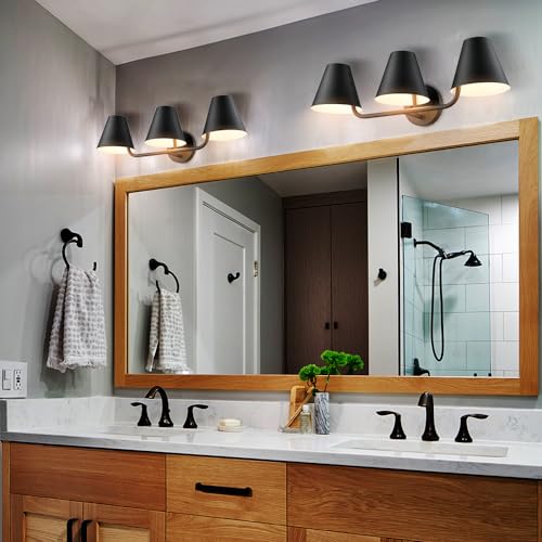 Industrial Black Vanity Light with Metal Shade
