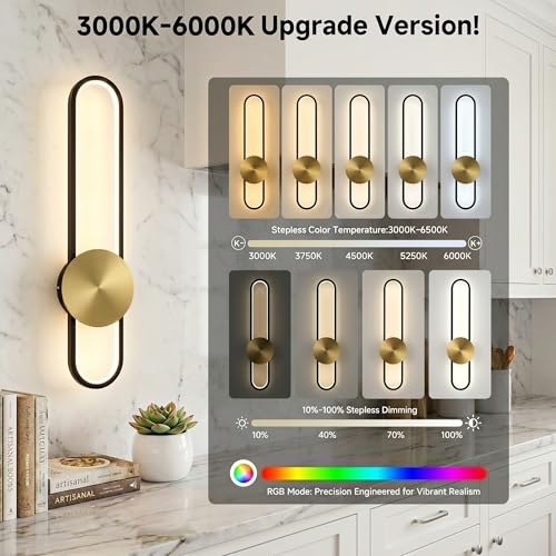 RGB Modern Wall Sconce Dimmable LED Wall Light Fixture with Remote & APP