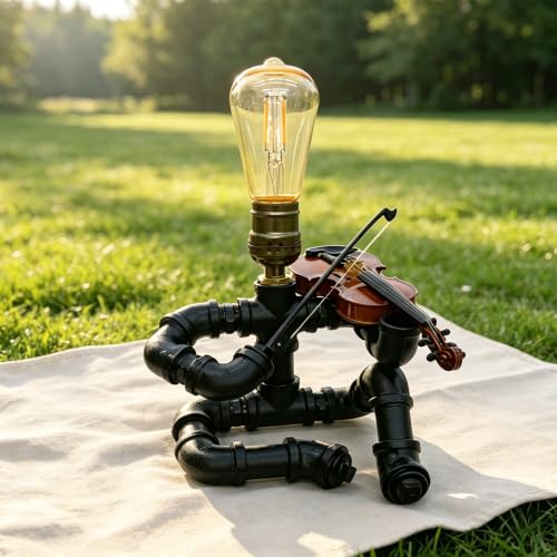 Industrial Pipe Violinist Table Lamp