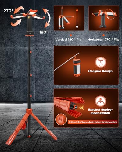 Portable Camping Light with Stand Work Light 12000mAh with Remote