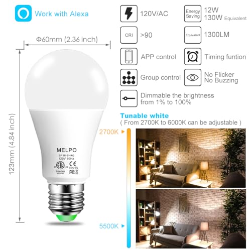 Smart Light Bulbs 130W Equivalent (8 Count)