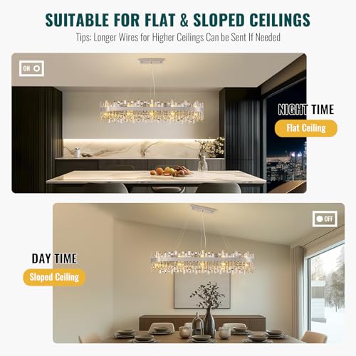 Modern Rectangle Crystal Chandelier for Dining Room