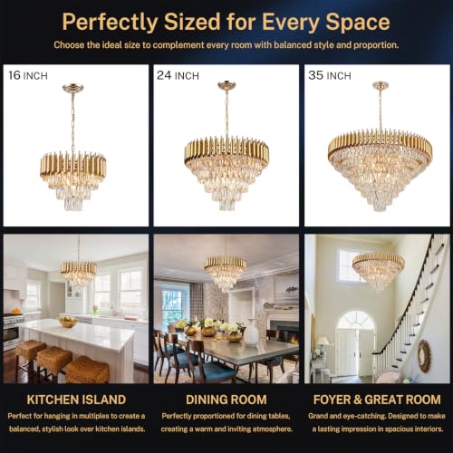 Modern Crystal Chandelier Gold