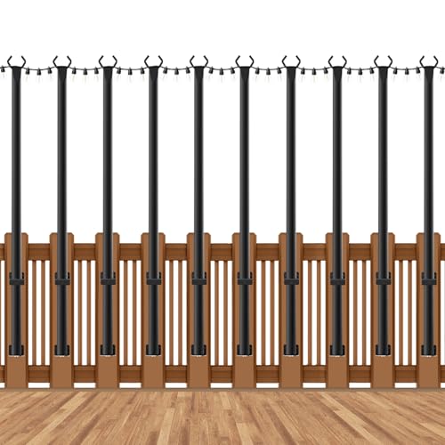 10 Pack String Light Poles for Deck (5 Foot)