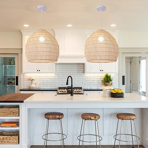 13.8" Rattan Pendant Light