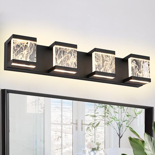 4 Lights LED Bathroom Vanity Light with Unique Smoke Acrylic Panel