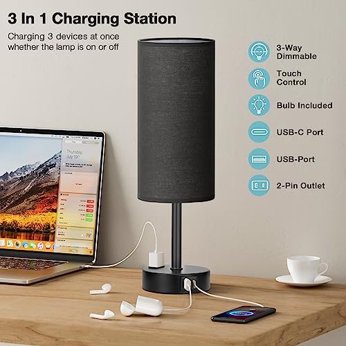 Black Bedside Lamp for Bedroom