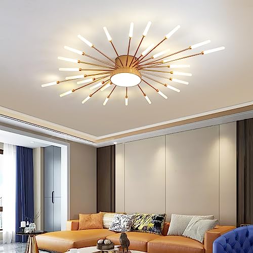 41.3" Ceiling Light Modern Flower Shape Ceiling Lamp for Living Room Dining Room Semi Flush Mount Metal Acrylic Sputnik Firework Petal LED Lighting Fixture