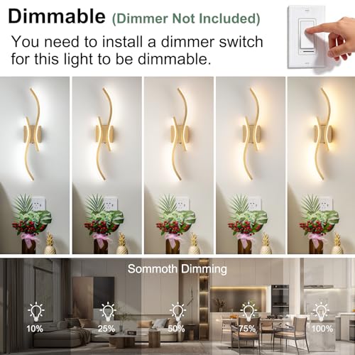 Gold Modern Wall Sconce Set of Two