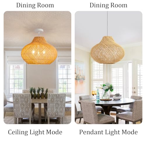 18.9" Rattan Pendant Light