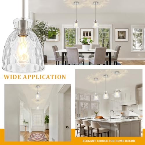Modern Brushed Nickel Pendant Lights Kitchen Island 2 Pack Hanging Light