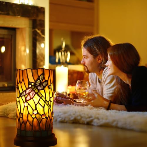 Tiffany Style Table Lamp for Bedroom Baroque Stained Glass Nightstand Bedside Night Lamp Party Light Hand