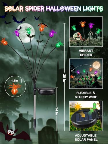 Solar Halloween Decorations Outdoor 6 Pack Spider Solar Garden Lights (6 Count)