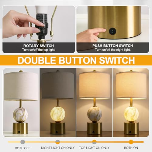 20.5" Small Bedside Table Lamps for Bedroom Nightstands (2 Count)
