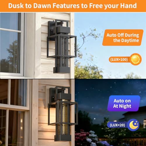 2 Pack Dusk to Dawn Outdoor Exterior Lighting Fixtures Wall Mount (2 Count)
