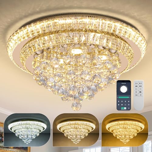 24" Gold Crystal Chandeliers