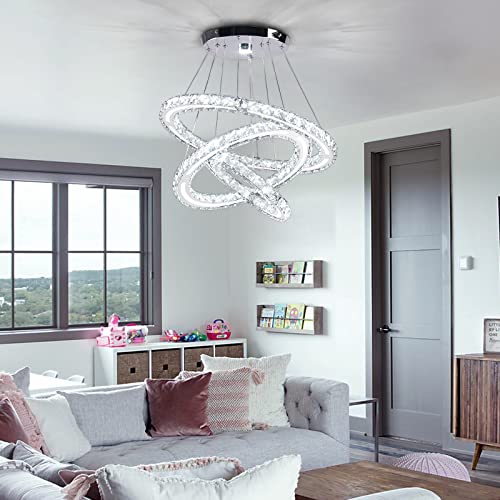 3 Ring Acrylic Crystal Chandelier Modern Ceiling Light Fixture