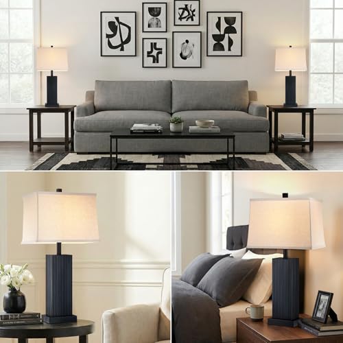 27.5" Black Modern Table Lamps Set of 2 for Bedroom Living Room (2 Count)