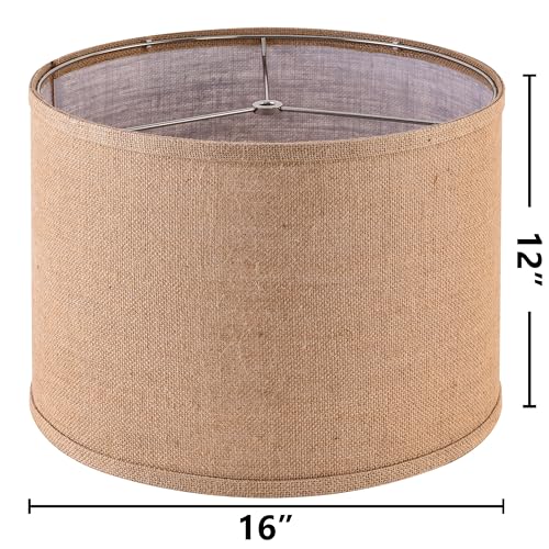 Burlap Lamp Shades Set of 2 Large Durm Lamp Shade 16" Top x 16" Bottom x 12" High (2 Count)