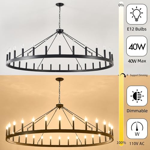 Large black wagon wheel chandelier 64 inch