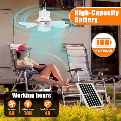 1 Set Solar Powered Ceiling Fan with Light