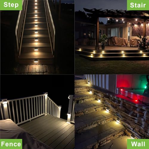 Warm White Solar Lights for Deck Step Fence (6 Count)