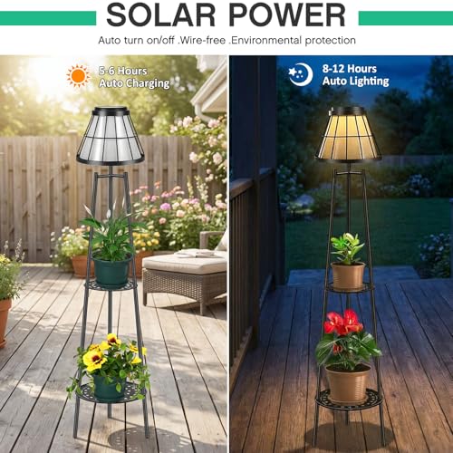2 Pack Solar Floor Lamps Outdoor with 2 (2 Count)