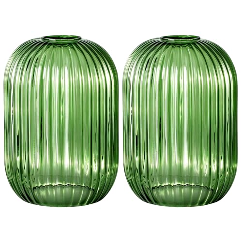 2 Pack Dark Green Ribbed Glass Lamp Shade (2 Count)