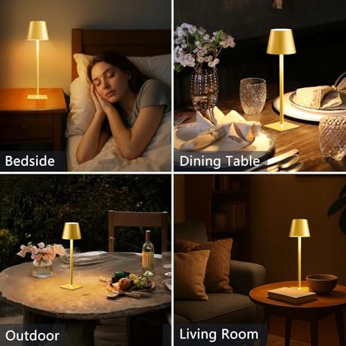 Gold Rechargeable Cordless Table Lamp (2 Count)
