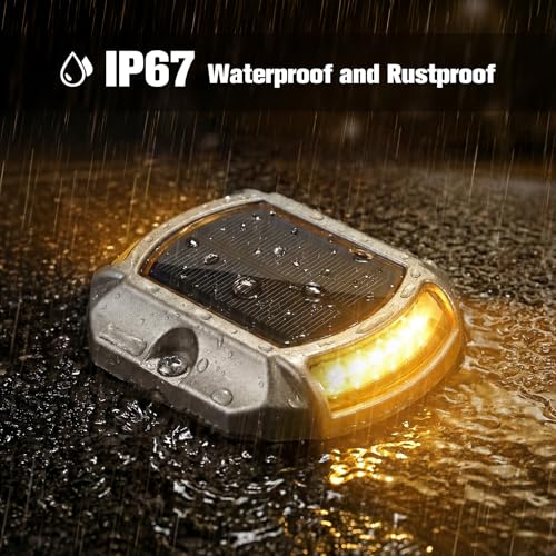 Solar Driveway Dock Deck LED Outdoor Lights 2 Colors Modes 12 Pack (12 Count)