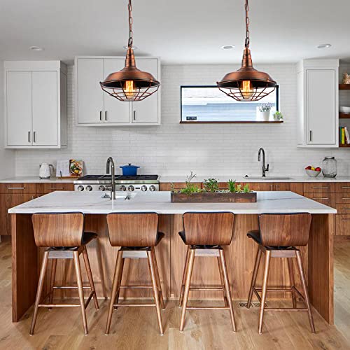 Industrial Pendant Lights Kitchen Island 2 Pack Farmhouse Hanging Light Fixtures with Adjustable Chain (2 Count)