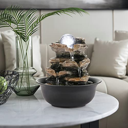 Indoor Water Fountain Tabletop Fountain Stacked Rock with LED Light