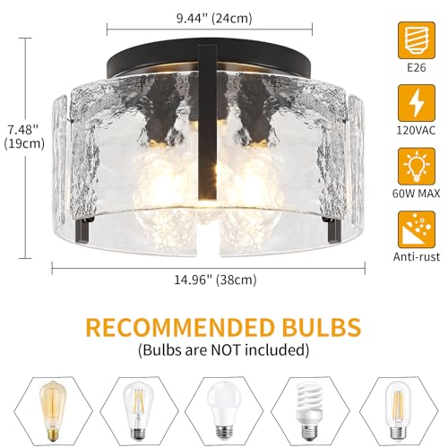 Modern Black Semi Flush Mount Ceiling Light 3 Lights Ceiling Lamp (3 Count)