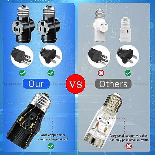 2 Pack Light Socket to Plug Adapter (2 Count)