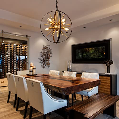 17.7" Black Gold Globe Sputnik Chandelier
