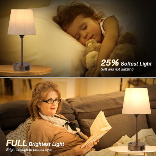 Brown Bedside Lamps Set 2 for Bedroom (2 Count)
