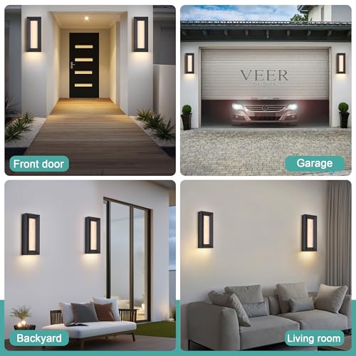 Modern 15in LED Outdoor or Indoor Wall Light with Cast Art Glass
